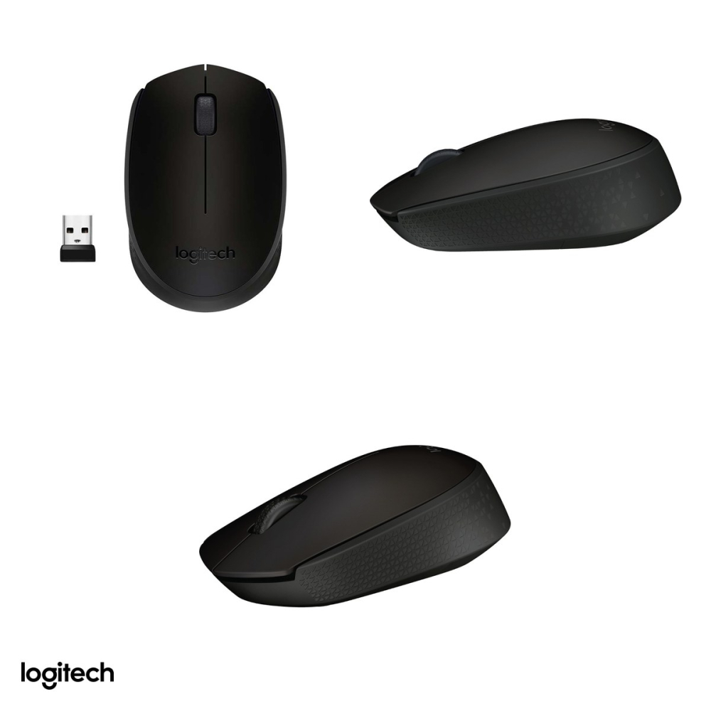 Mouse wireless Logitech B170, receptor nano USB 2.4 GHz, senzor optic 1000 DPI, 2 butoane, ambidextru, 1 baterie AA, negru, 910-004798 [4]