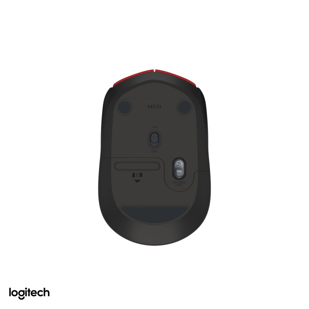 Mouse wireless Logitech M171, receptor USB nano 2.4 GHz, senzor optic 1000 DPI, 3 butoane, raza de lucru 10 m, 1 baterie AA, ambidextru, rosu cu negru, 910-004641 [5]