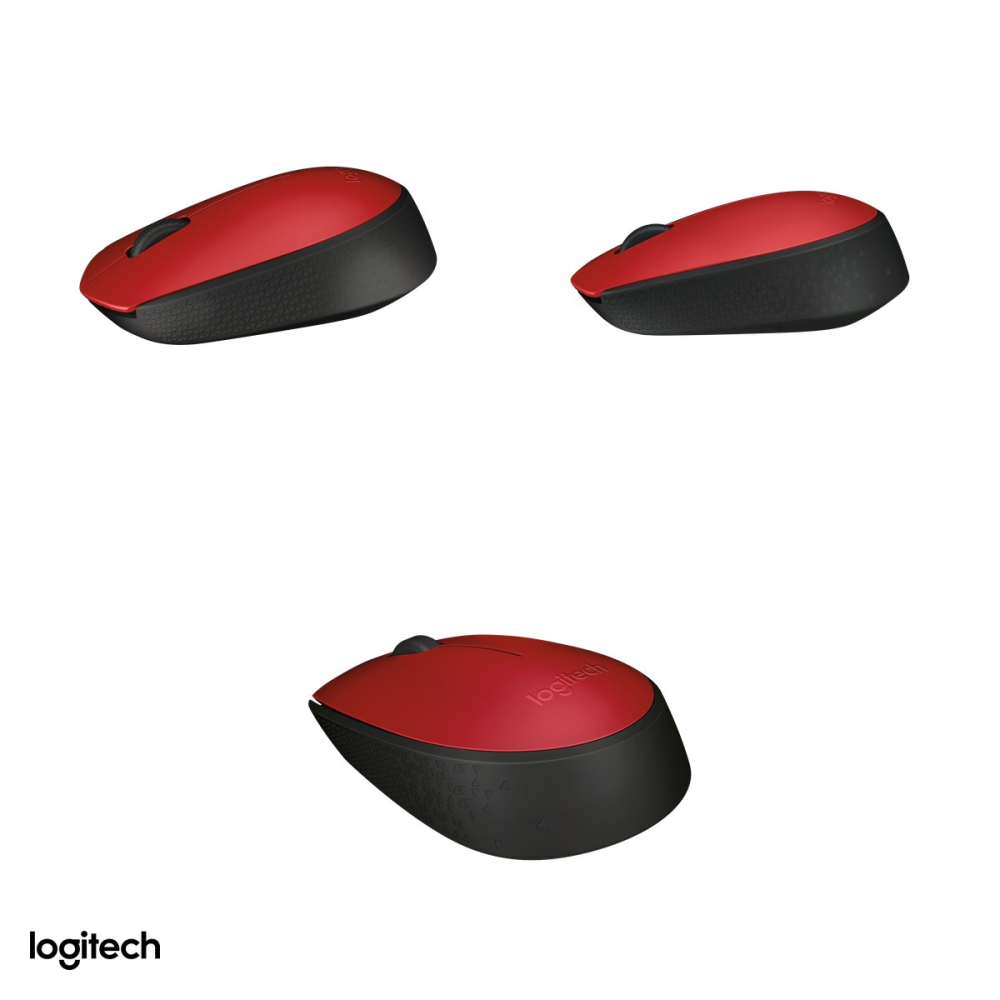 Mouse wireless Logitech M171, receptor USB nano 2.4 GHz, senzor optic 1000 DPI, 3 butoane, raza de lucru 10 m, 1 baterie AA, ambidextru, rosu cu negru, 910-004641 [4]