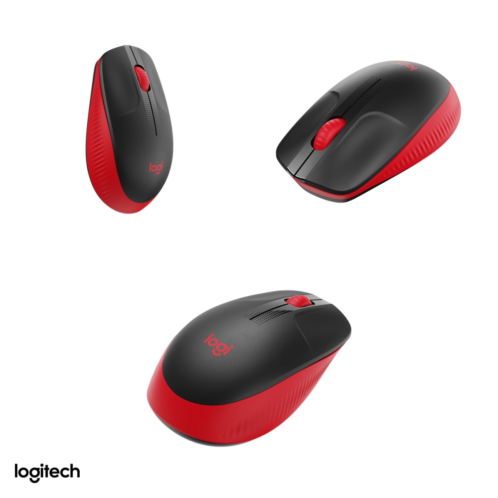 Mouse wireless Logitech M190 full-size, receptor USB nano 2.4 GHz, senzor optic 1000 DPI, 3 butoane, raza de lucru 10 m, 1 baterie AA, ambidextru, rosu, 910-005908 [4]
