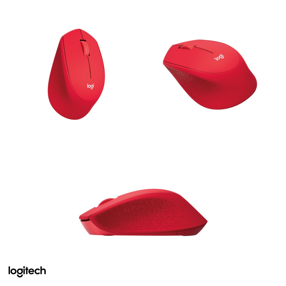 Mouse wireless Logitech M330 Silent Plus, clicuri silentioase SilentTouch, receptor USB 2.4 GHz, senzor optic 1000 DPI, 3 butoane, 1 baterie AA, pentru mana dreapta, rosu, 910-004911 [4]