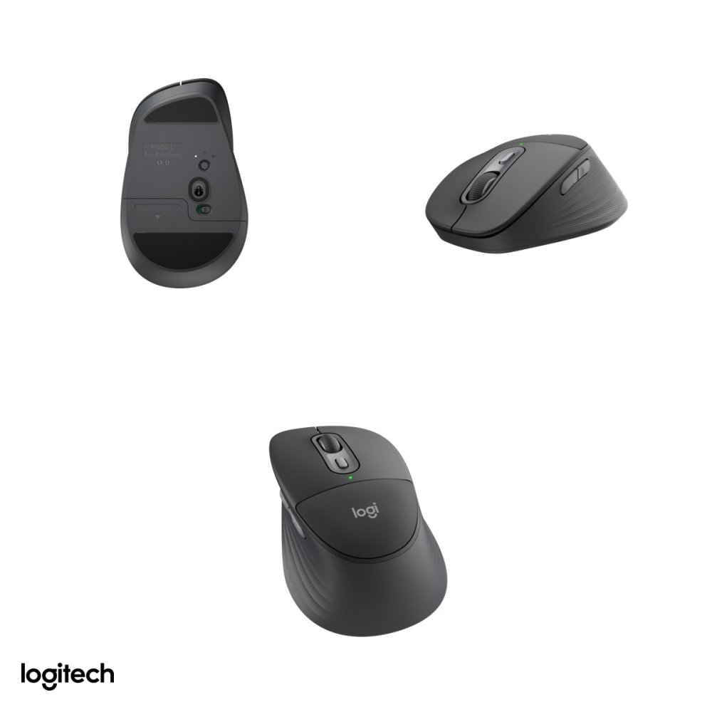Mouse wireless Logitech Signature Comfort Plus M850 L for Business, pentru mana dreapta, 6 butoane, Logi Bolt USB-C si Bluetooth, clicuri silentioase, 3 dispozitive, grafit, 910-007704 [4]