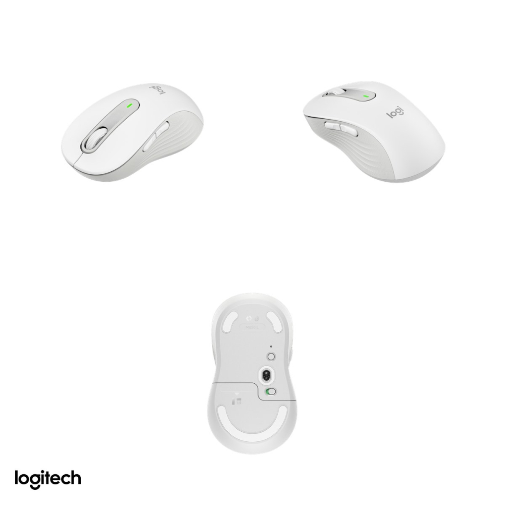 Mouse wireless Logitech Signature M650 L pentru mana dreapta, marime L, 5 butoane, receptor Logi Bolt inclus sau Bluetooth, rotita SmartWheel, clicuri silentioase, alb-crem, 910-006238 [4]
