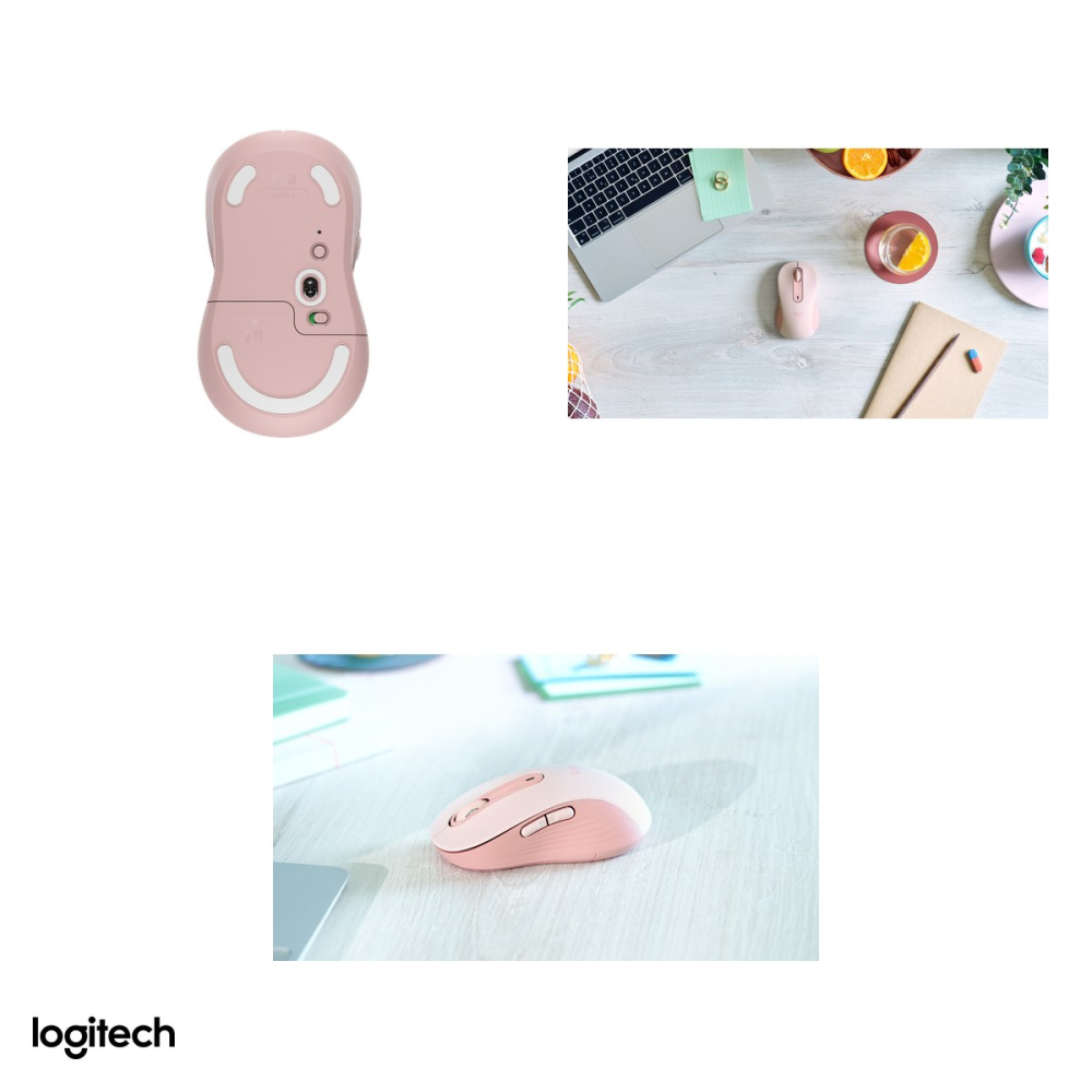 Mouse wireless Logitech Signature M650 L pentru mana dreapta, marime L, 5 butoane, receptor Logi Bolt inclus sau Bluetooth, rotita SmartWheel, clicuri silentioase, roz, 910-006237 [5]
