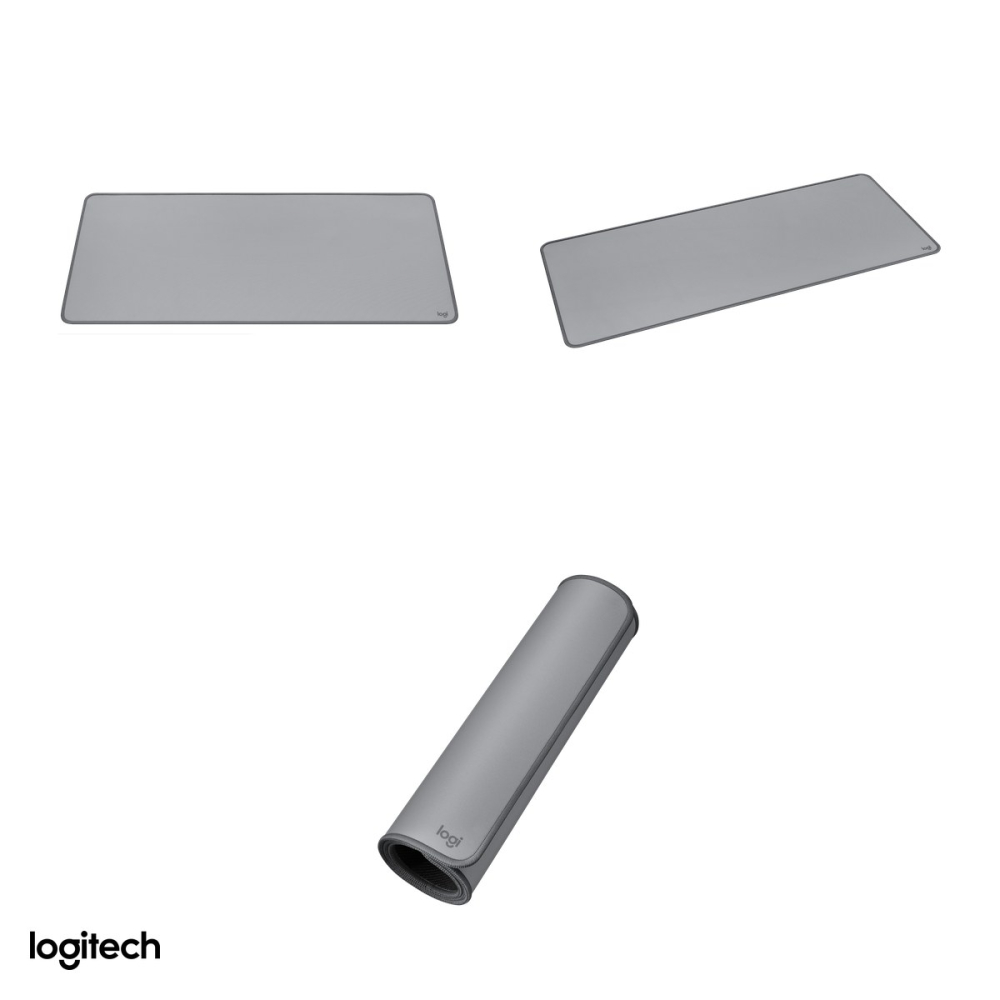 Mousepad de birou Logitech Desk Mat Studio Series, 700 x 300 x 2 mm, strat anti-varsare, baza antiderapanta din cauciuc natural, gri mediu, 956-000052 [4]