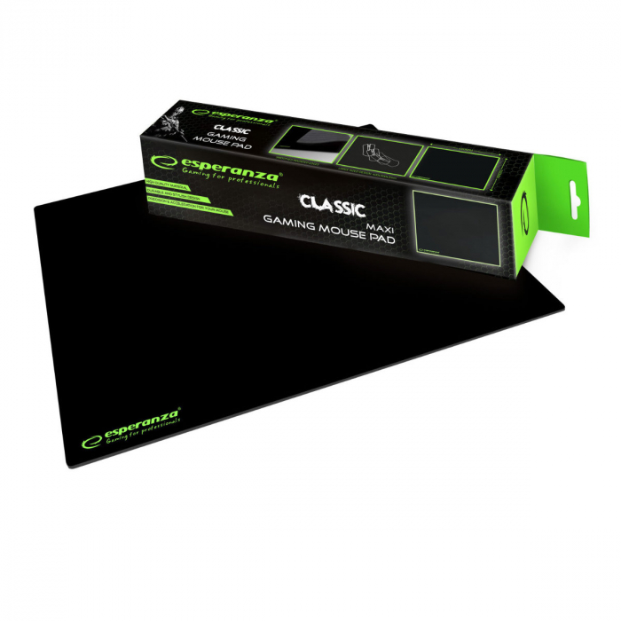 Mouse pad gaming, 40x30 cm, anti-alunecare, negru, Esperanza Classic Maxi [2]
