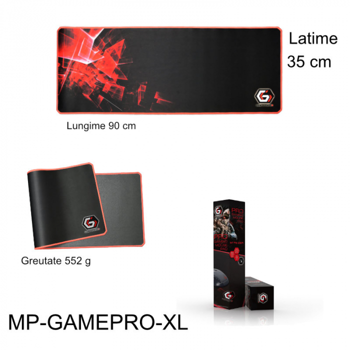 Mousepad gaming Gembird GameproXL, Negru/Rosu [4]
