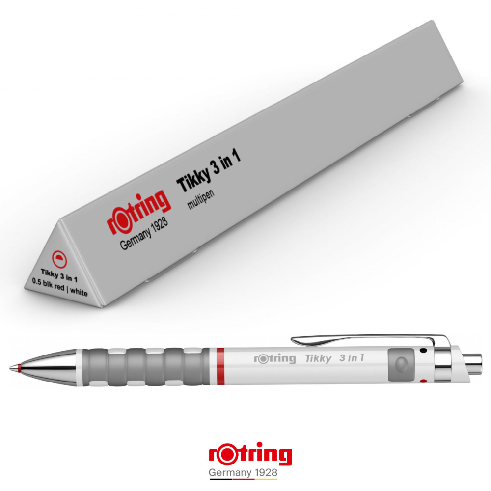 Multi-instrument Triopen Alb Tikky cu Sistem Gravitational, Creion Mecanic 0.5mm, Pix Albastru, Negru si Radiera, Rotring [4]