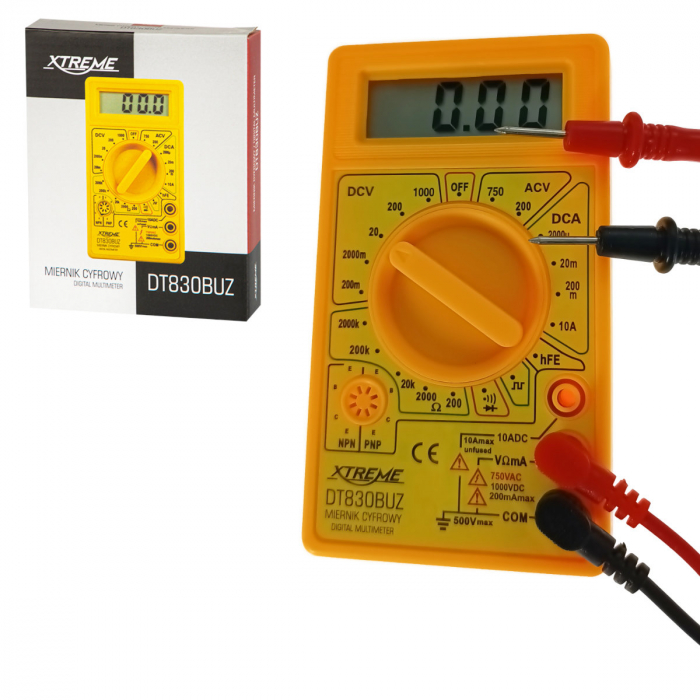 Multimetru digital Xtreme DT830BUZ 00444, DC 200mV-1000V, AC 200V-750V, galben [4]