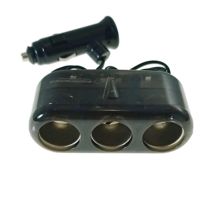 Multiplicator bricheta auto Esperanza EZ126 91157, splitter cu 3 porturi, cablu de 62cm, 12-24V, 5A negru [3]