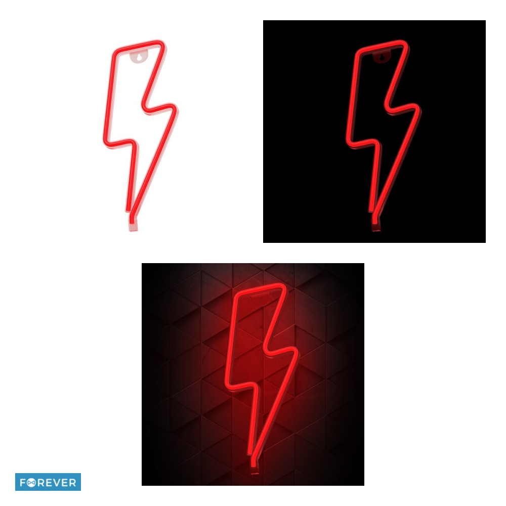 Neon LED Forever Light, Bolt, dimensiuni 130 x 20 x 340mm, cablu USB cu lungime 2m, alimentare USB sau 3xAA, rosu [4]