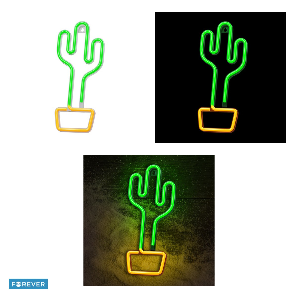 Neon LED Forever Light, Cactus, portocaliu verde, 25 lm dimensiuni 140 x 20 x 330mm, cablu USB cu lungime 2m, alimentare USB sau 3xAA [4]