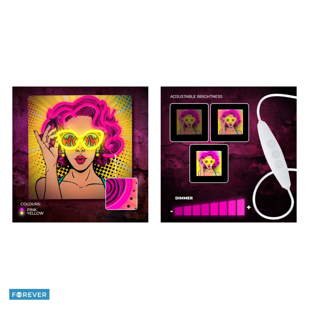 Neon LED Forever Light, Power Woman, dimensiuni 320 x 18 x 320mm, galben mov, cablu USB cu lungime 2m [5]