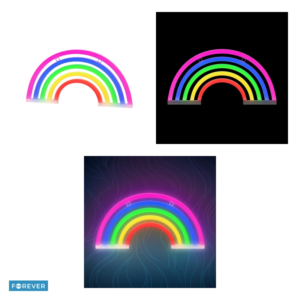 Neon LED Forever Light, Rainbow, dimensiuni 300 x 20 x 160mm, cablu USB cu lungime 2m, alimentare USB sau 3xAA, multicolor [4]