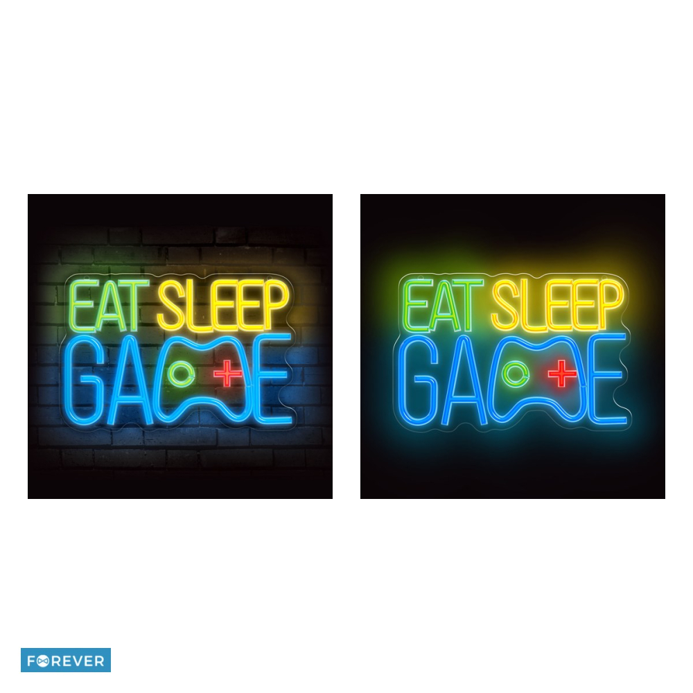 Neon LED pe plexiglas Forever Light, Eat Sleep Game, dimensiuni 240 x 16 x 360mm, cablu USB cu lungimea 2m, multicolor [5]