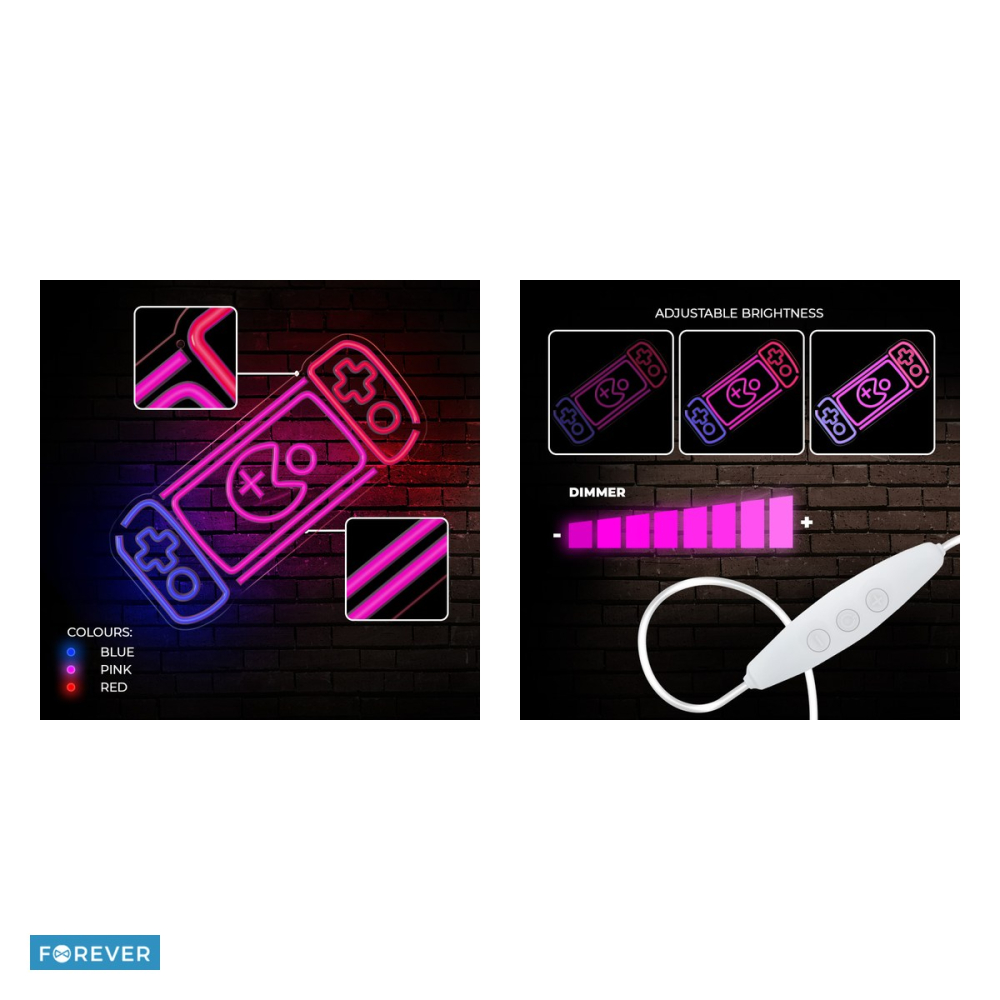 Neon LED pe plexiglas Forever Light, Game Console, dimensiuni 580 x 18 x 250mm, cablu USB cu lungimea 2m, multicolor [5]