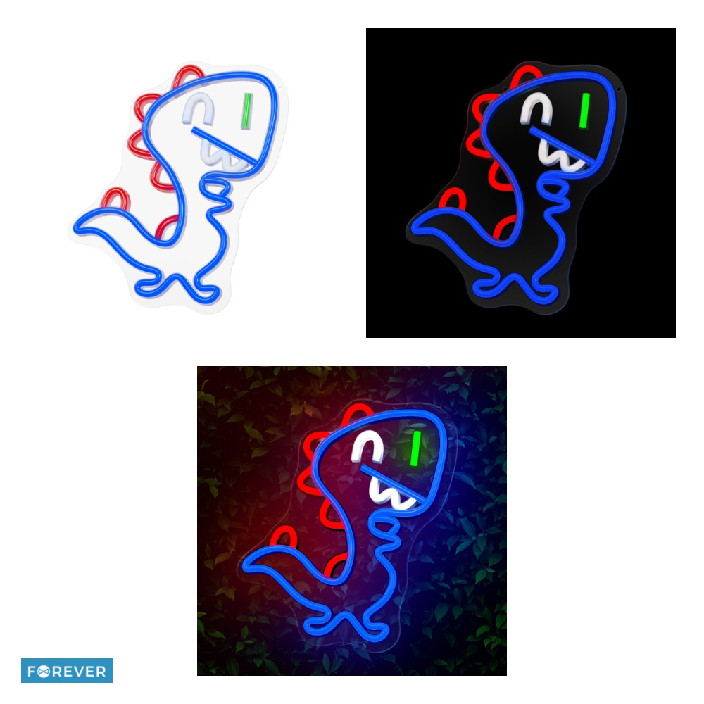 Neon LED pe plexiglas Forever Light, Jurassic Baby Dino, dimensiuni :255 x 16 x 330mm, cablu USB cu lungimea 2m, albastru [4]