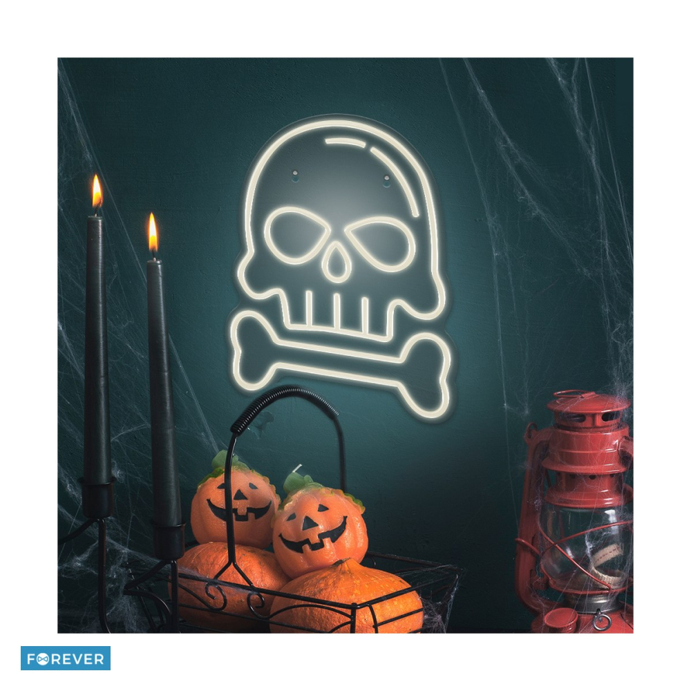 Neon LED pe plexiglas Forever Light, Skull With Bone, dimensiuni 305 x 20 x 400mm, cablu USB cu lungimea 2m, alb [4]