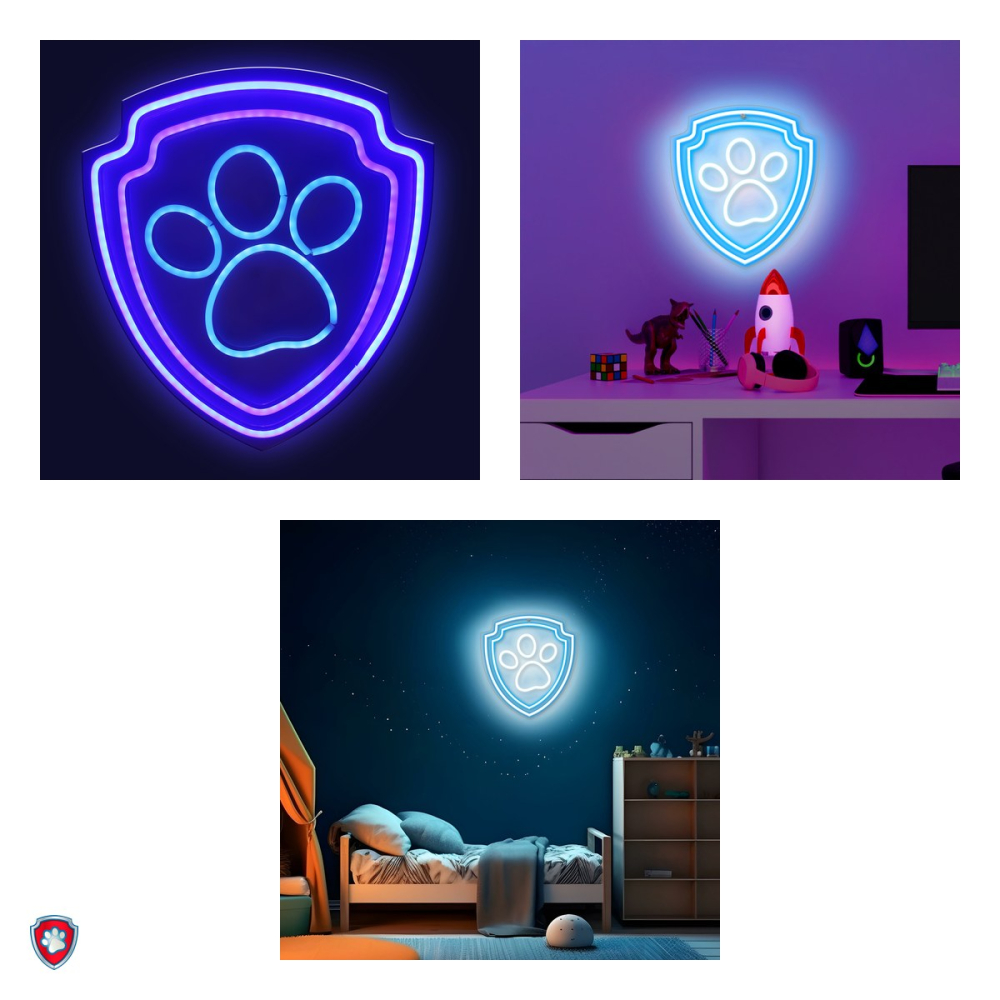 Neon LED pe plexiglas Psi Patrol, Paw Patrol Paw, dimensiuni 40 x 40cm, cablu USB cu lungime 1.5m [4]