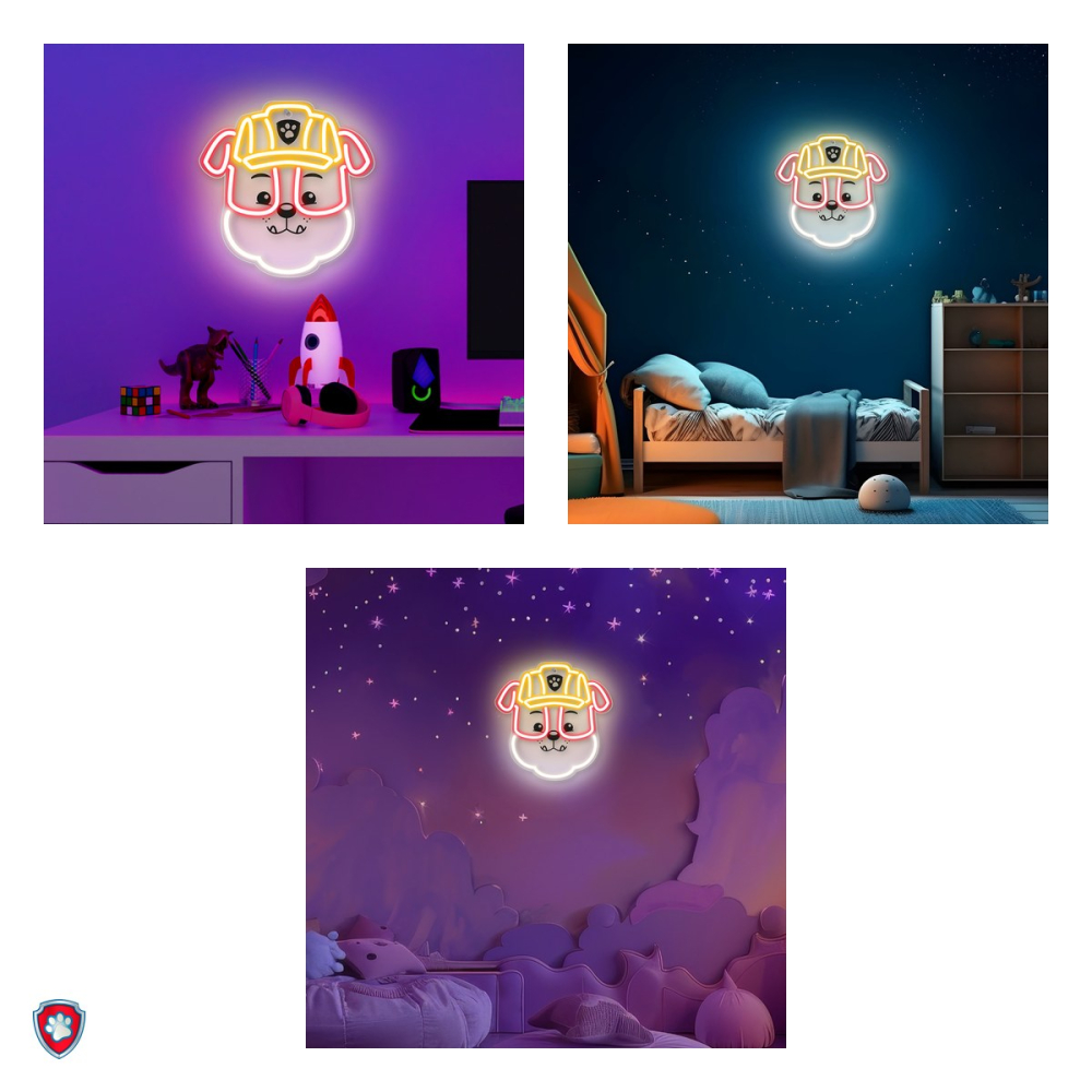 Neon LED pe plexiglas Psi Patrol, Paw Patrol Rubble, dimensiuni 40 x 40 cm, cablu USB cu lungime 1.5m [4]