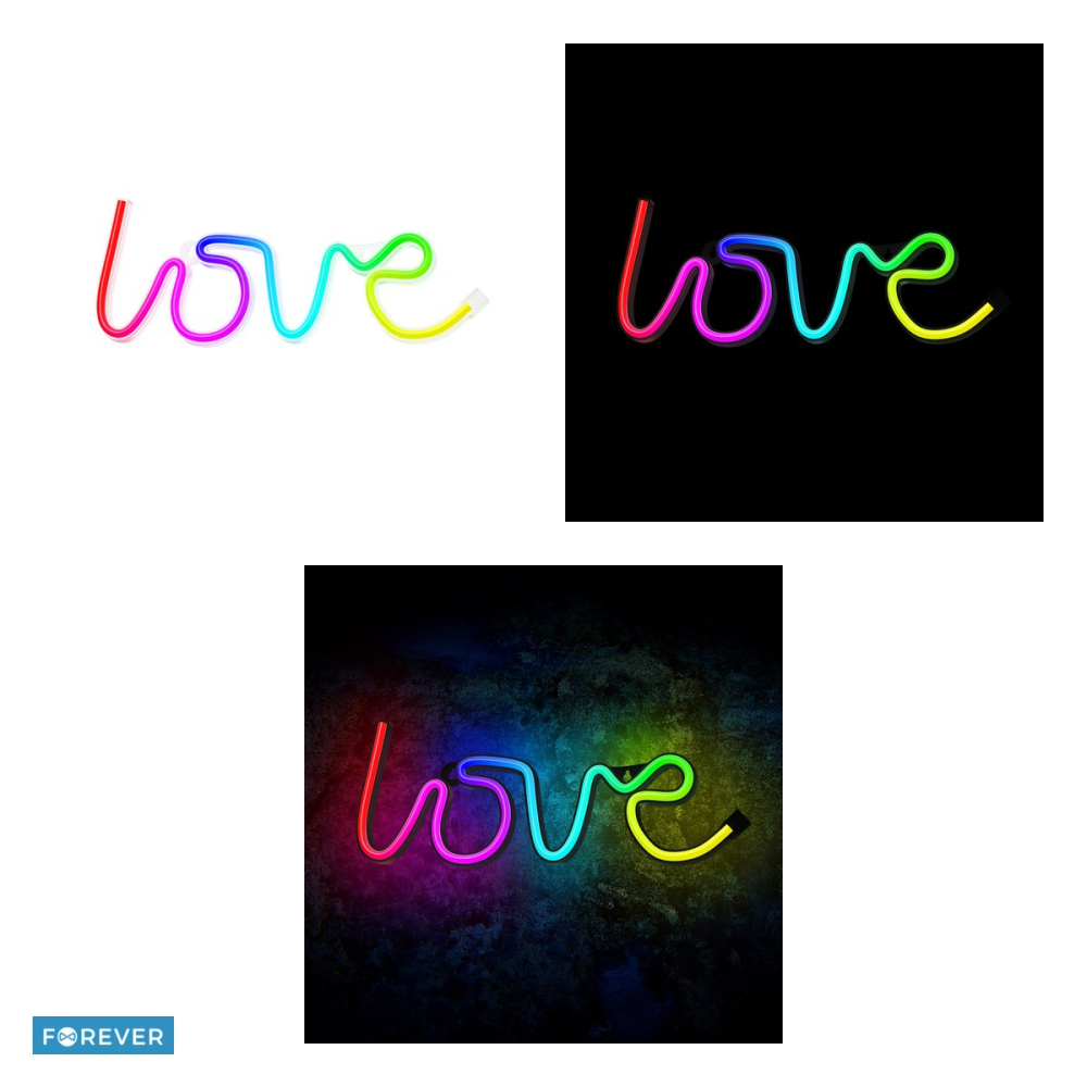 Neon LED RGB Forever Light, Love, dimensiuni 355 x 20 x 130mm, cu telecomanda, cablu USB cu lungime 2m [4]