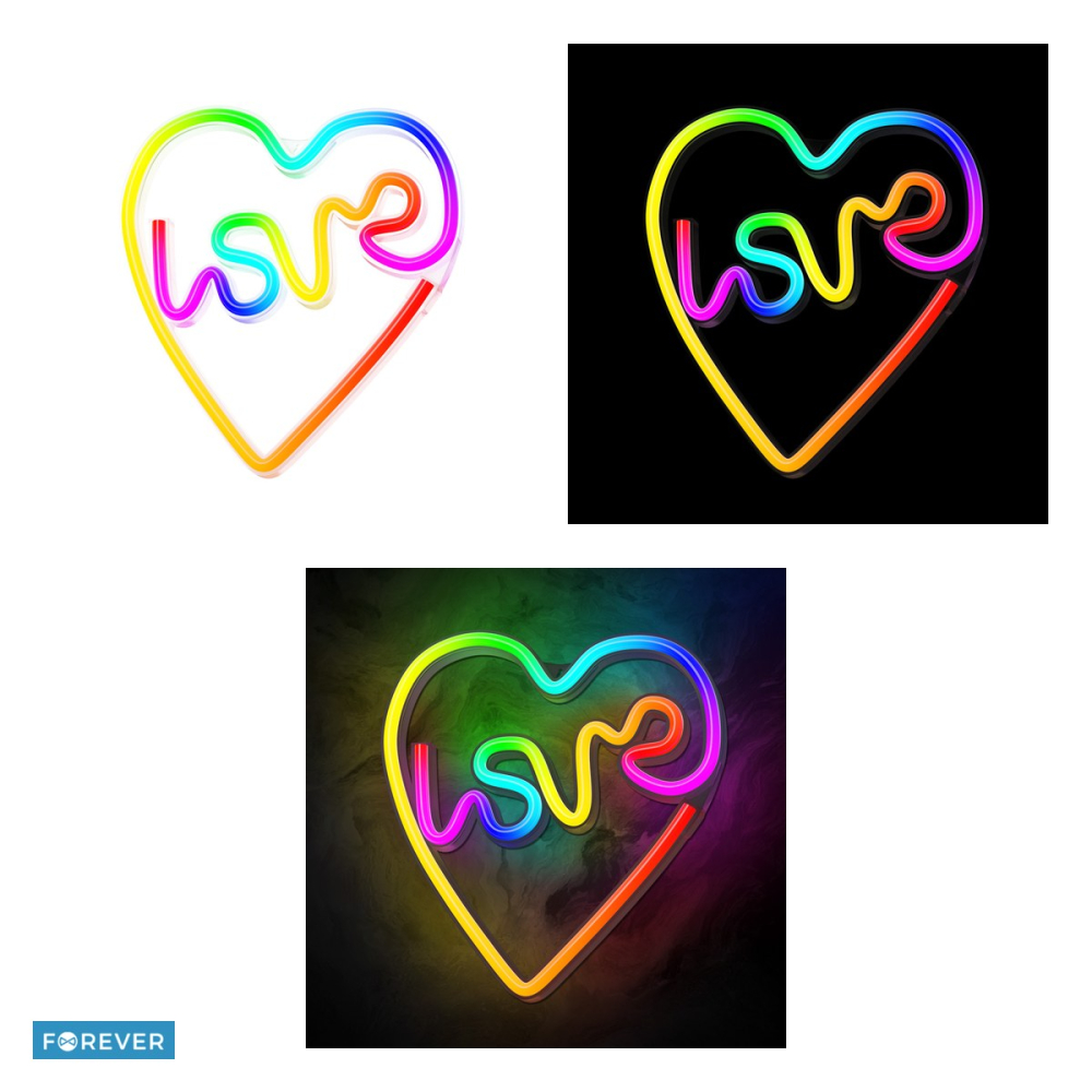 Neon LED RGB Forever Light, Love In Heart, dimensiuni 280 x 255 x 20mm, cu telecomanda, cablu USB cu lungime 2m [4]