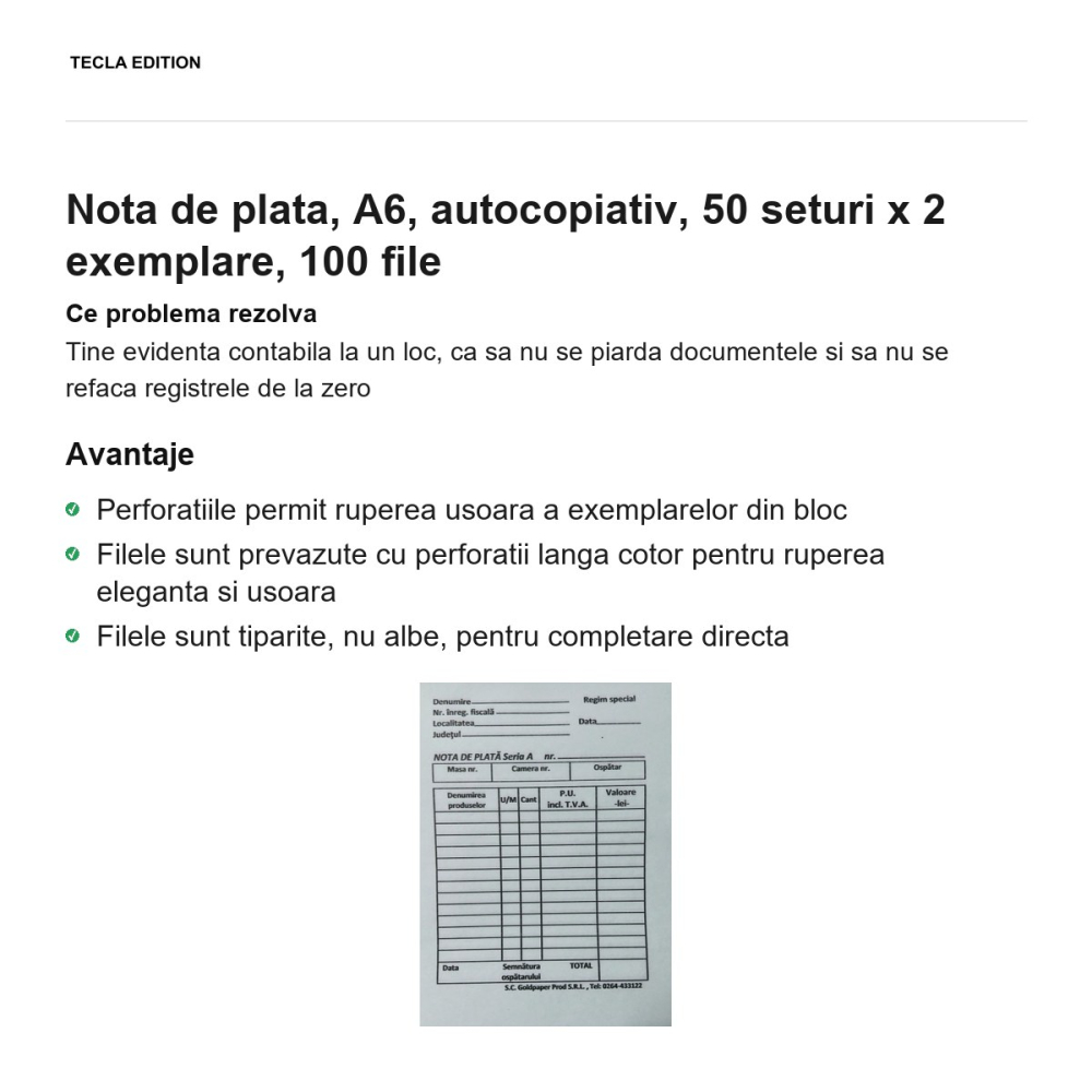 Nota de plata, A6, autocopiativ, 50 seturi x 2 exemplare, 100 file [2]