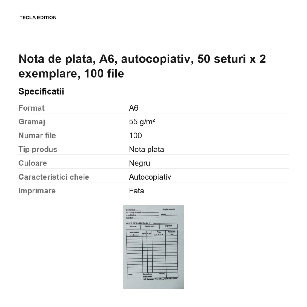 Nota de plata, A6, autocopiativ, 50 seturi x 2 exemplare, 100 file [3]