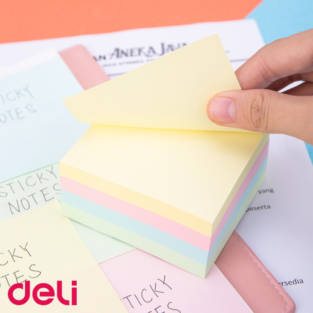 Notes adeziv Deli, 76x76mm, 400 file in 4 culori pastel, pentru organizare rapida la birou [5]