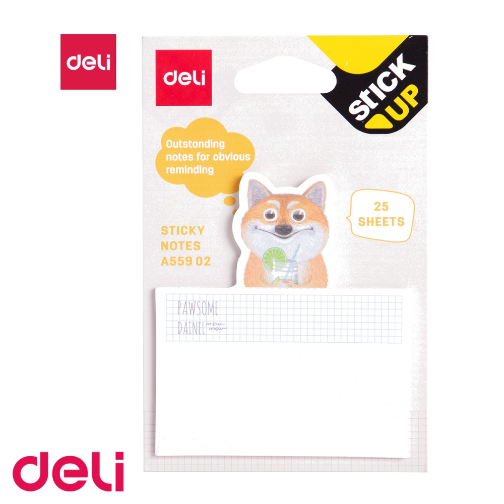 Notes adeziv Deli cu design pisici si catei, liniat, 75x84mm, 25 file, pentru organizare rapida [4]