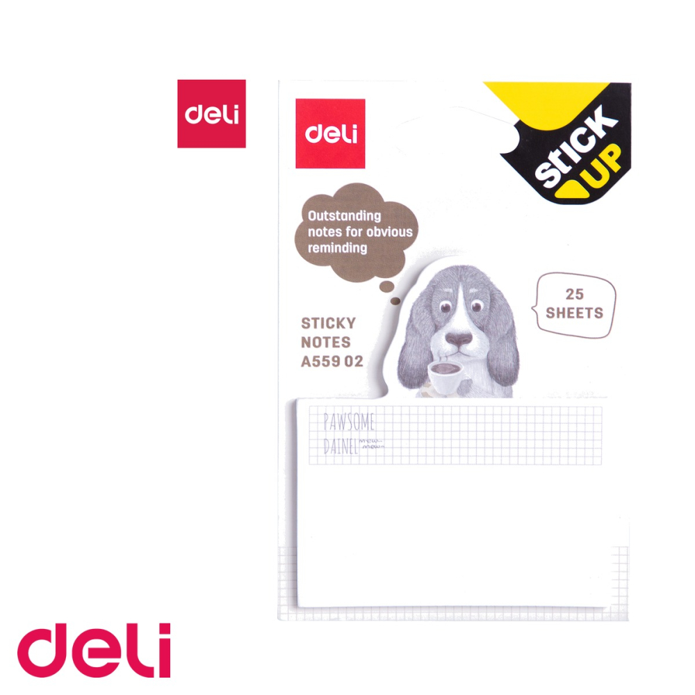 Notes adeziv Deli cu design pisici si catei, liniat, 75x84mm, 25 file, pentru organizare rapida [5]