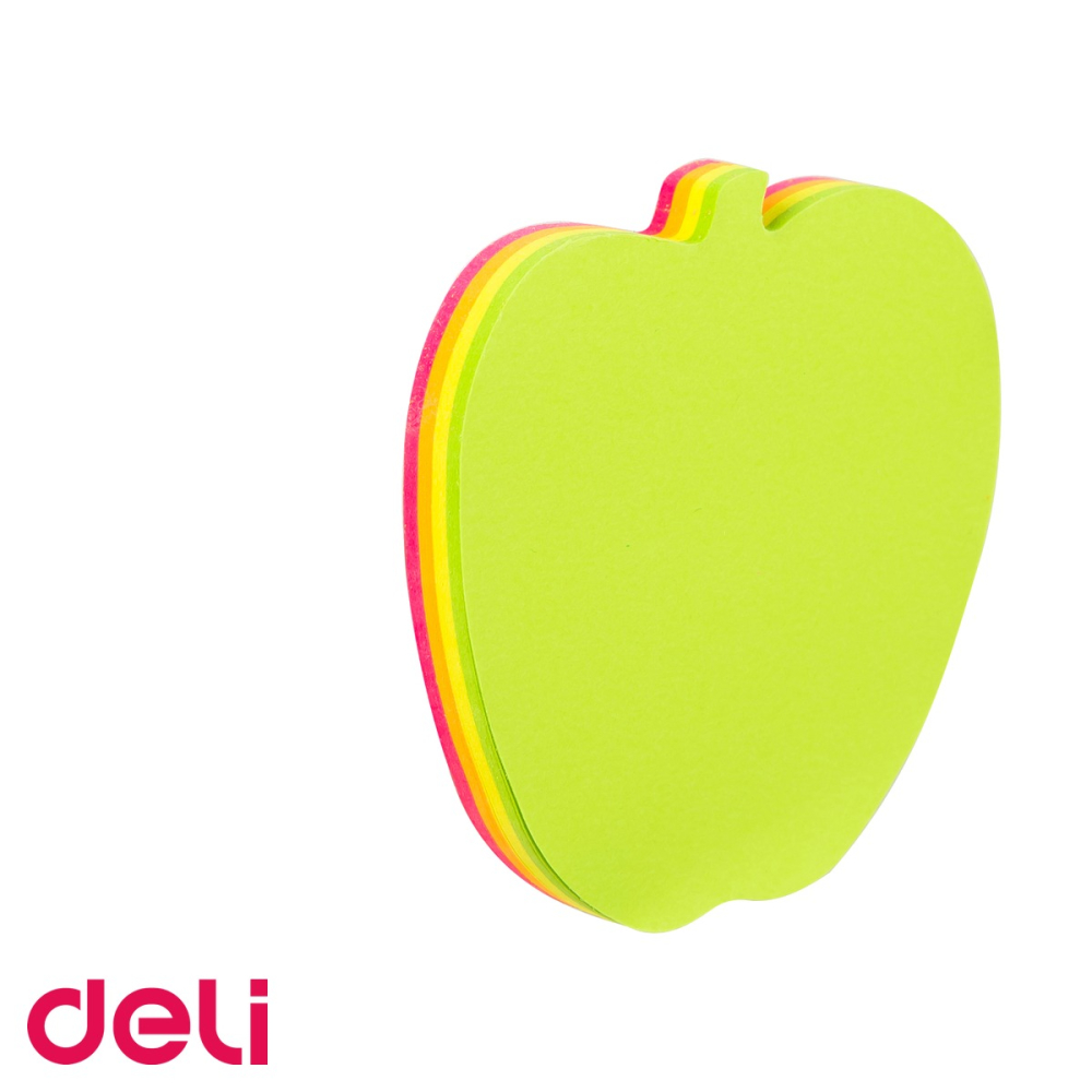 Notes adeziv Deli forme diverse, culori neon fluorescente, 76x76mm, 4 blocuri x 20 file, repozitionabil [5]
