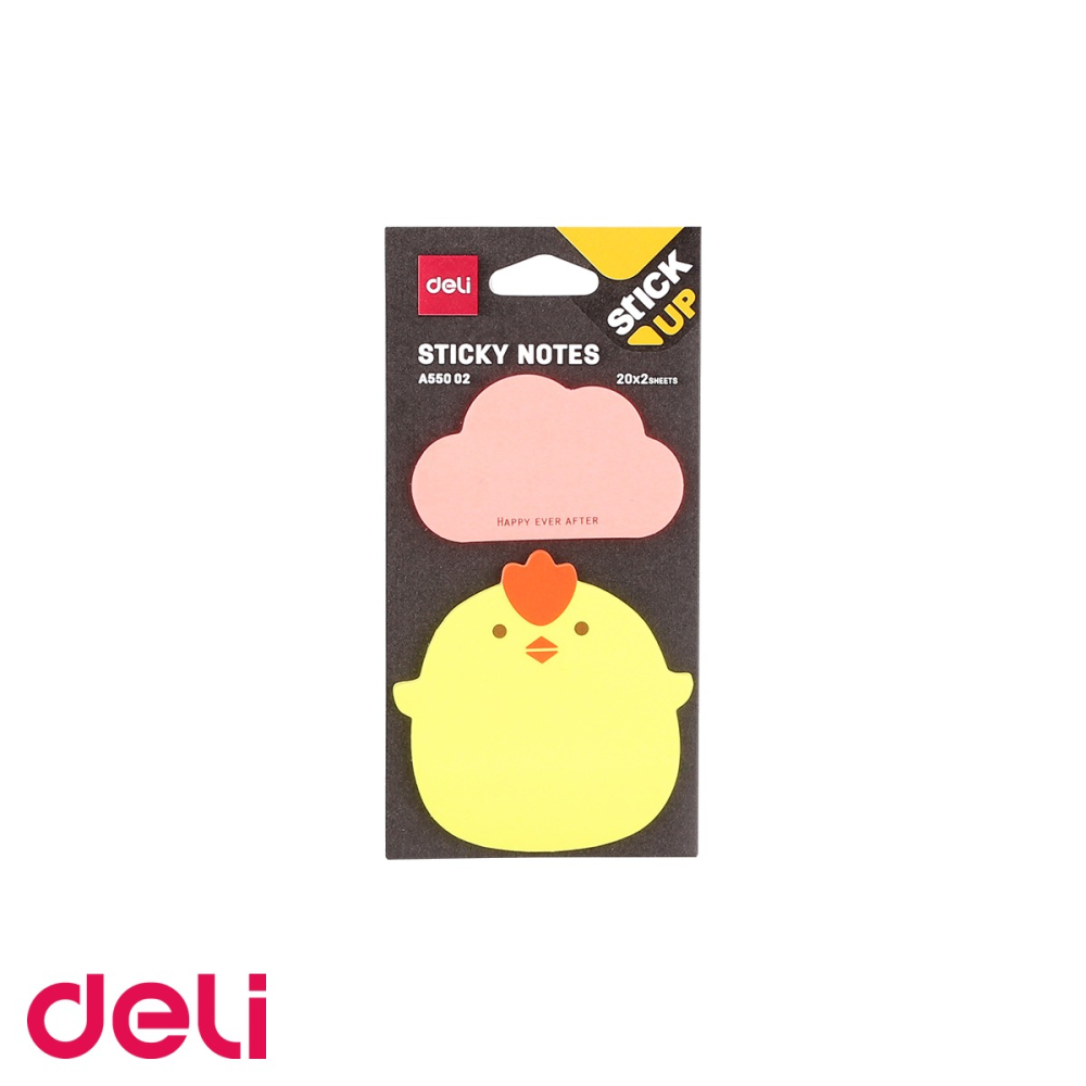Notes adeziv Deli in forma de animale, 76x76mm, 2 blocuri x 20 file, pentru copii si birou [4]