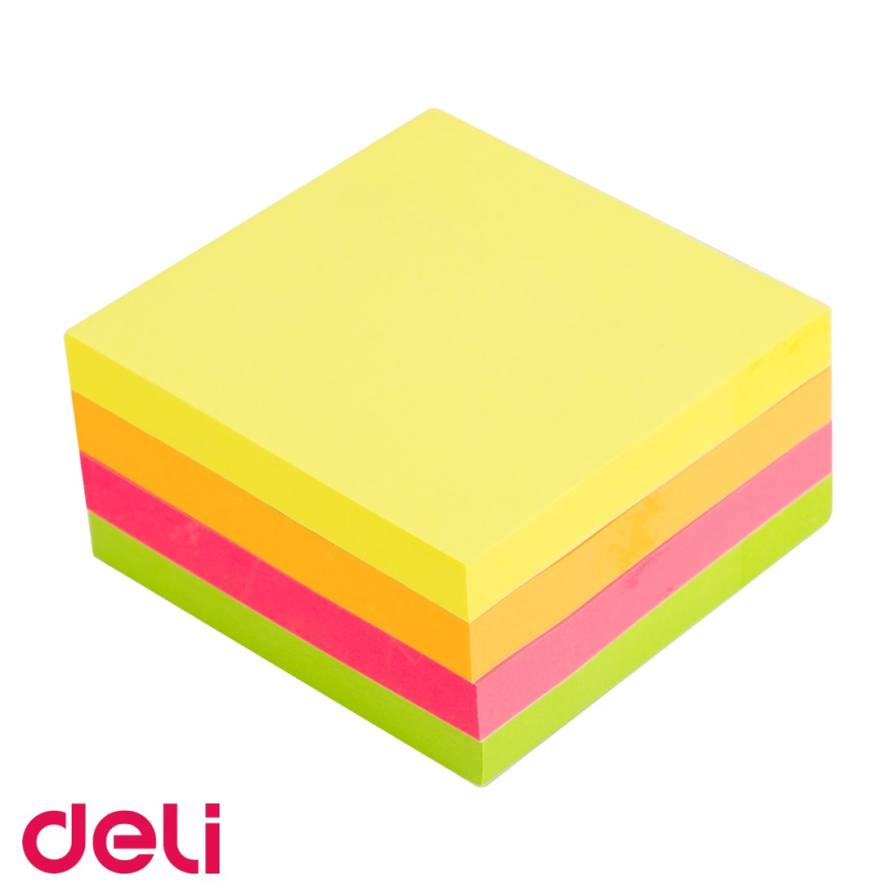 Notes adeziv Deli neon 76x76 mm, 400 file in 4 culori, pentru notite si mesaje rapide [4]