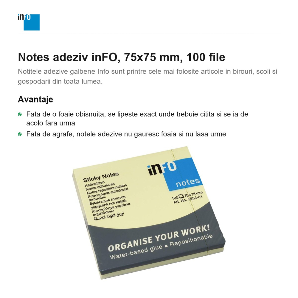 Notes adeziv inFO, 75x75 mm, 100 file [2]