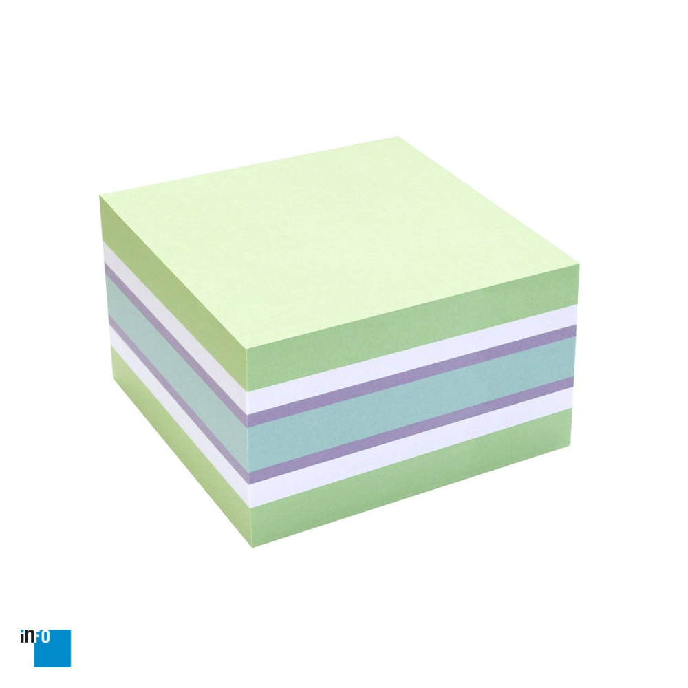 Notes adeziv inFO, 75x75 mm, 450 file, verde pal, alb, violet si albastru, multicolor [4]