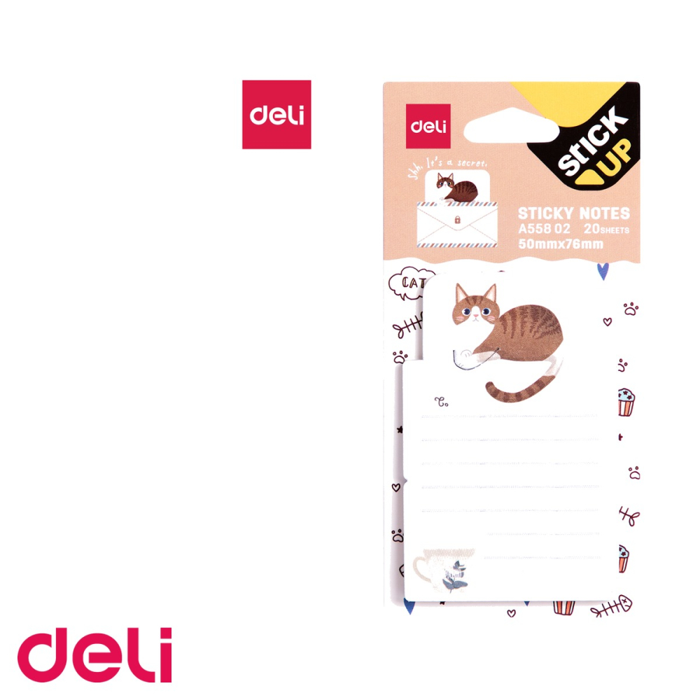 Notes adeziv liniat Deli, design cu animalute, 76x50mm, 20 file, pentru birou si scoala [5]