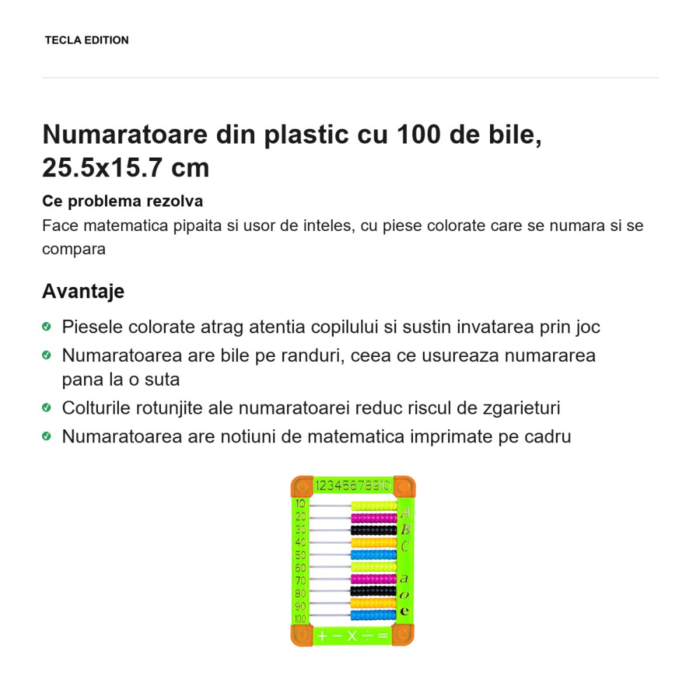 Numaratoare din plastic cu 100 de bile, 25.5x15.7 cm [2]