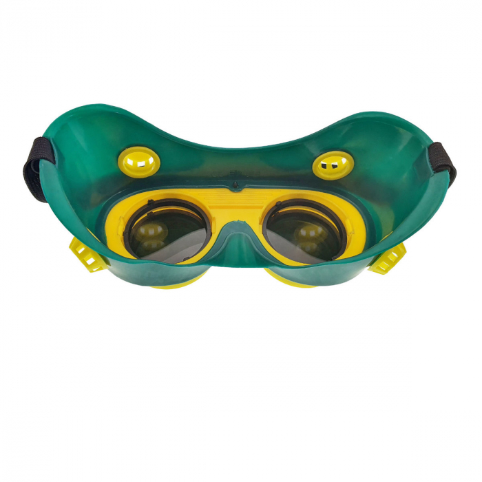 Ochelari de protectie industriali, tip masca, doua perechi de lentile, cu ventilatie indirecta, verzi cu galben [9]