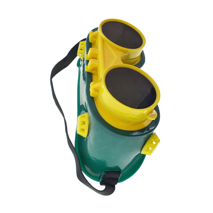 Ochelari de protectie industriali, tip masca, doua perechi de lentile, cu ventilatie indirecta, verzi cu galben [8]