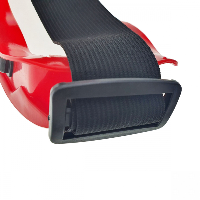 Ochelari panoramici de protectie tip masca, prindere cu banda elastica ajustabila, rama rosie PVC cu silicon pentru etansare [10]