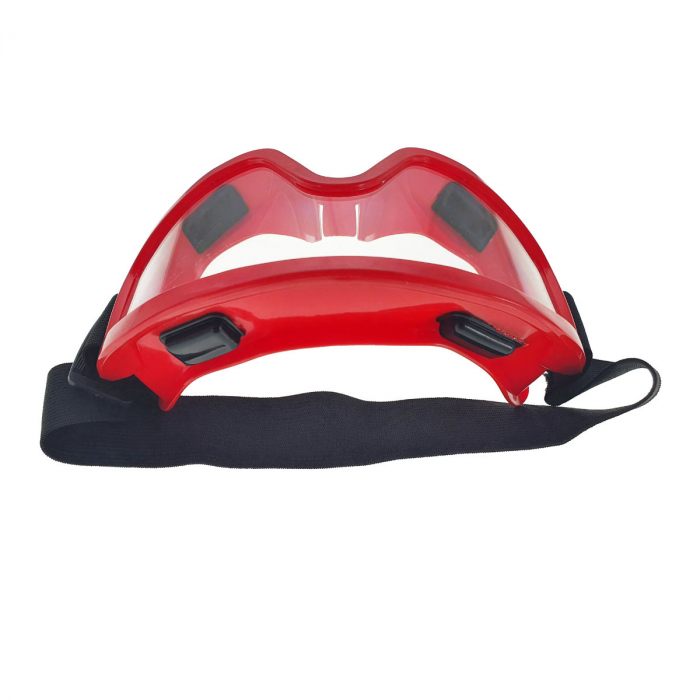 Ochelari panoramici de protectie tip masca, prindere cu banda elastica ajustabila, rama rosie PVC cu silicon pentru etansare [6]