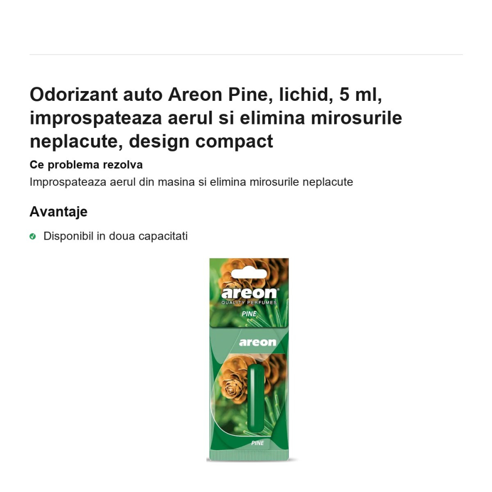 Odorizant auto Areon Pine, lichid, 5 ml, improspateaza aerul si elimina mirosurile neplacute, design compact [2]