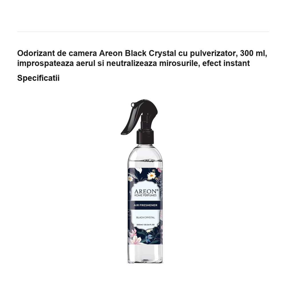 Odorizant de camera Areon Black Crystal cu pulverizator, 300 ml, improspateaza aerul si neutralizeaza mirosurile, efect instant [3]