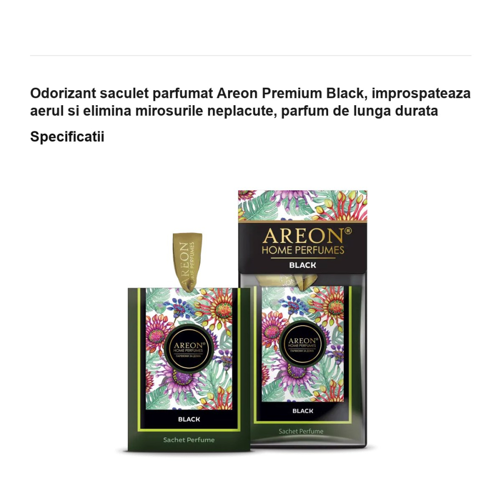 Odorizant saculet parfumat Areon Premium Black, improspateaza aerul si elimina mirosurile neplacute, parfum de lunga durata [3]
