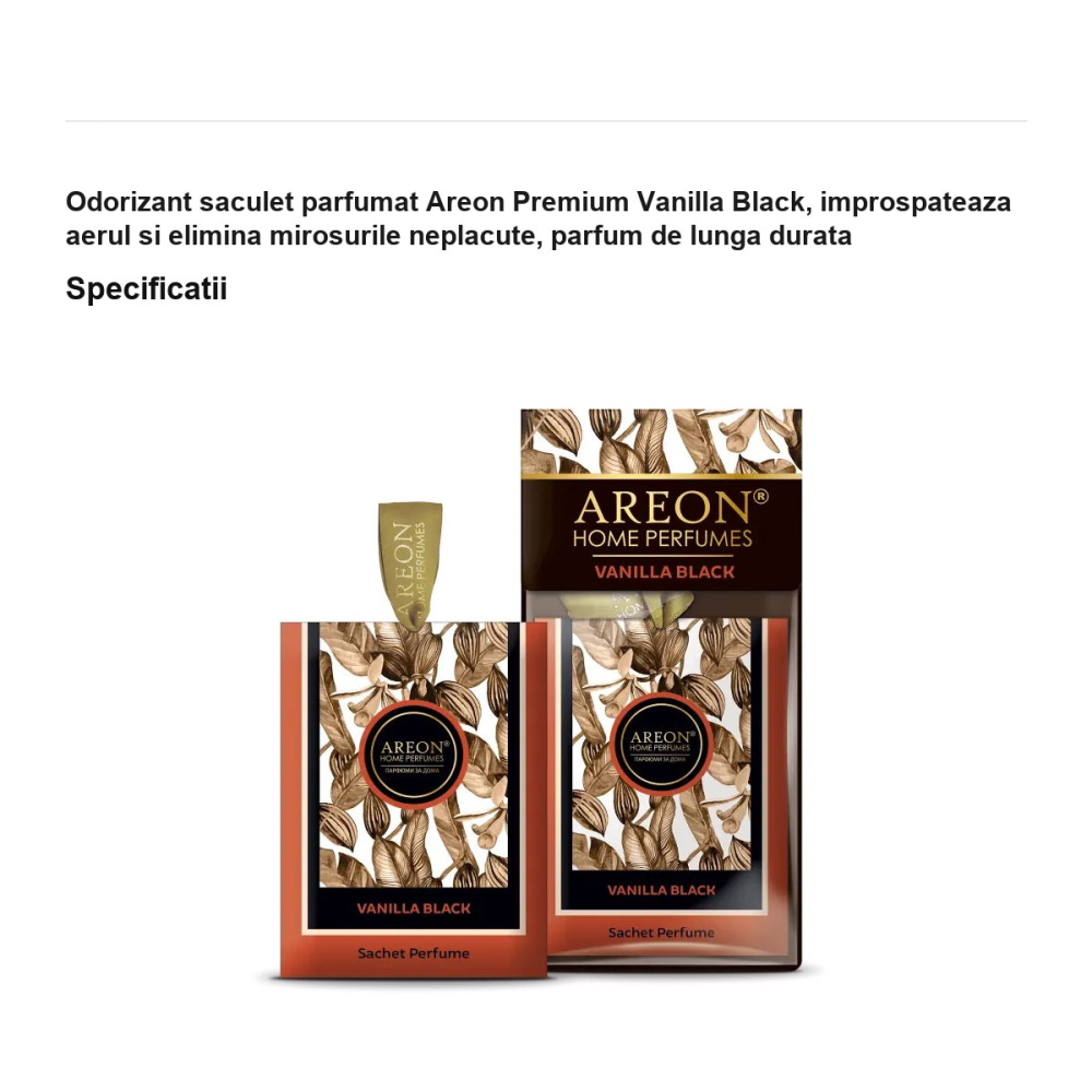 Odorizant saculet parfumat Areon Premium Vanilla Black, improspateaza aerul si elimina mirosurile neplacute, parfum de lunga durata [3]