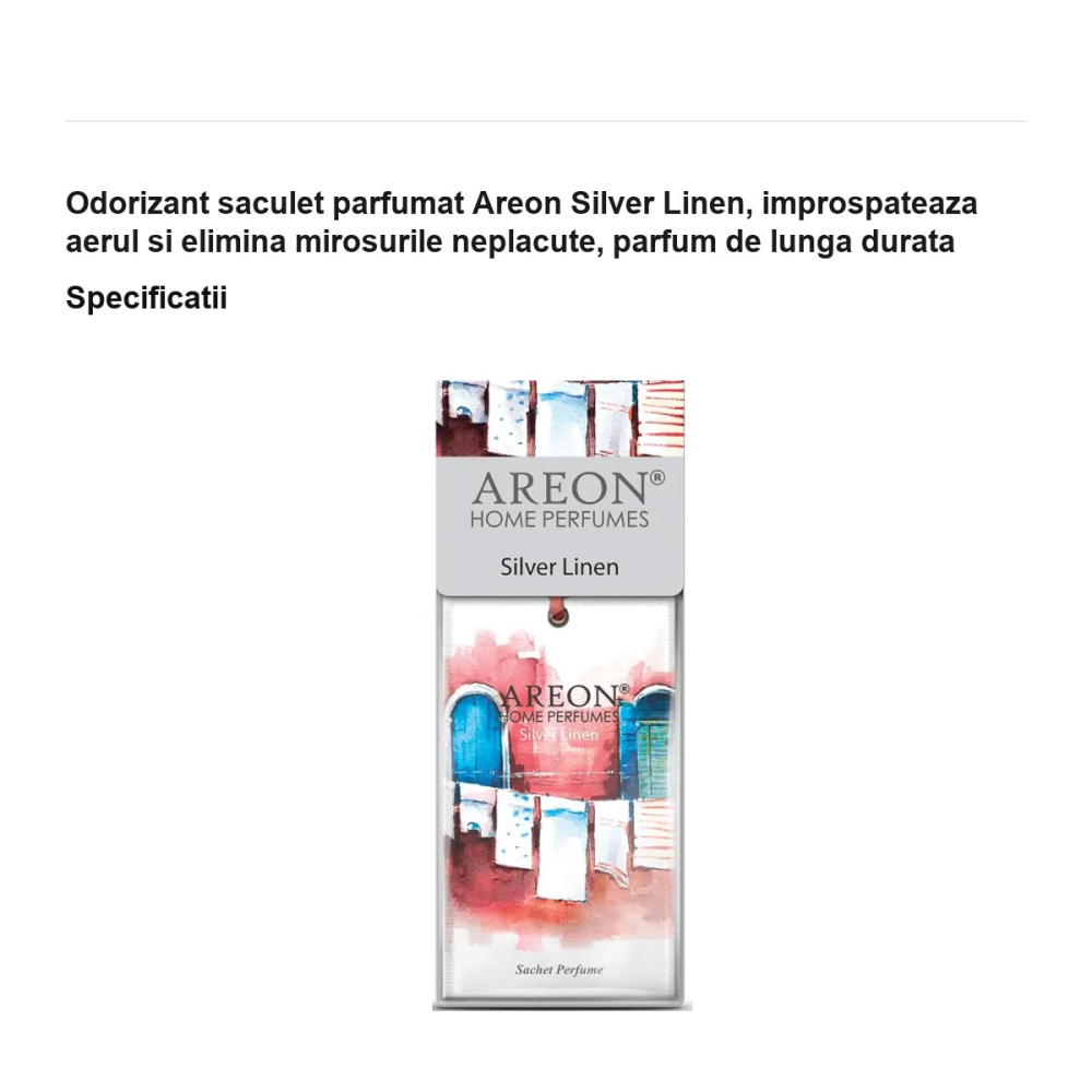 Odorizant saculet parfumat Areon Silver Linen, improspateaza aerul si elimina mirosurile neplacute, parfum de lunga durata [3]
