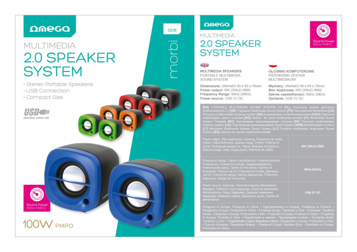 Boxe Omega 2.0 OG-15, 6W, USB, Albastru [3]
