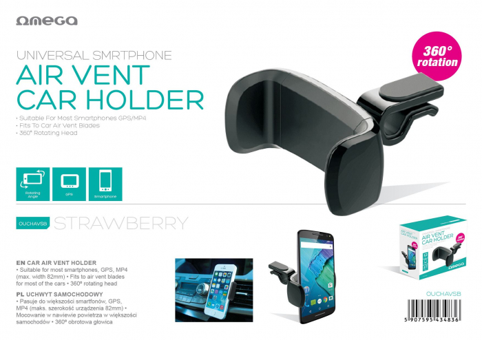Suport Auto Universal, Omega, pentru smartphone-uri de pana la 82 mm latime [4]