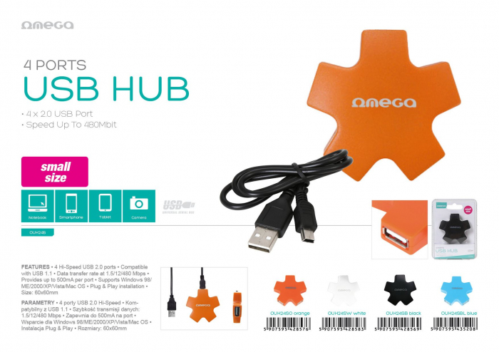 Hub 4 Port USB 2.0 Omega [5]